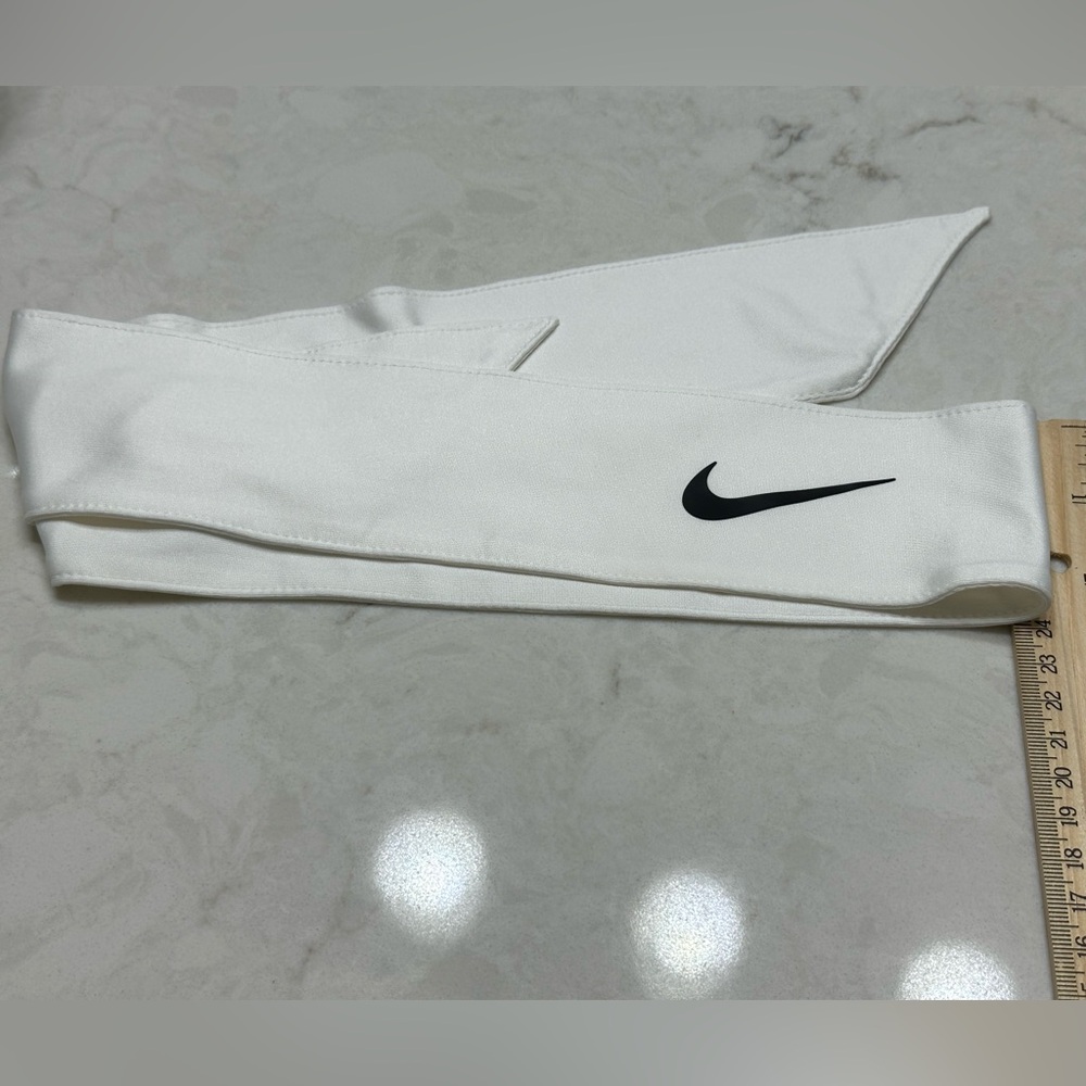Nike White Hairband with Black Logo